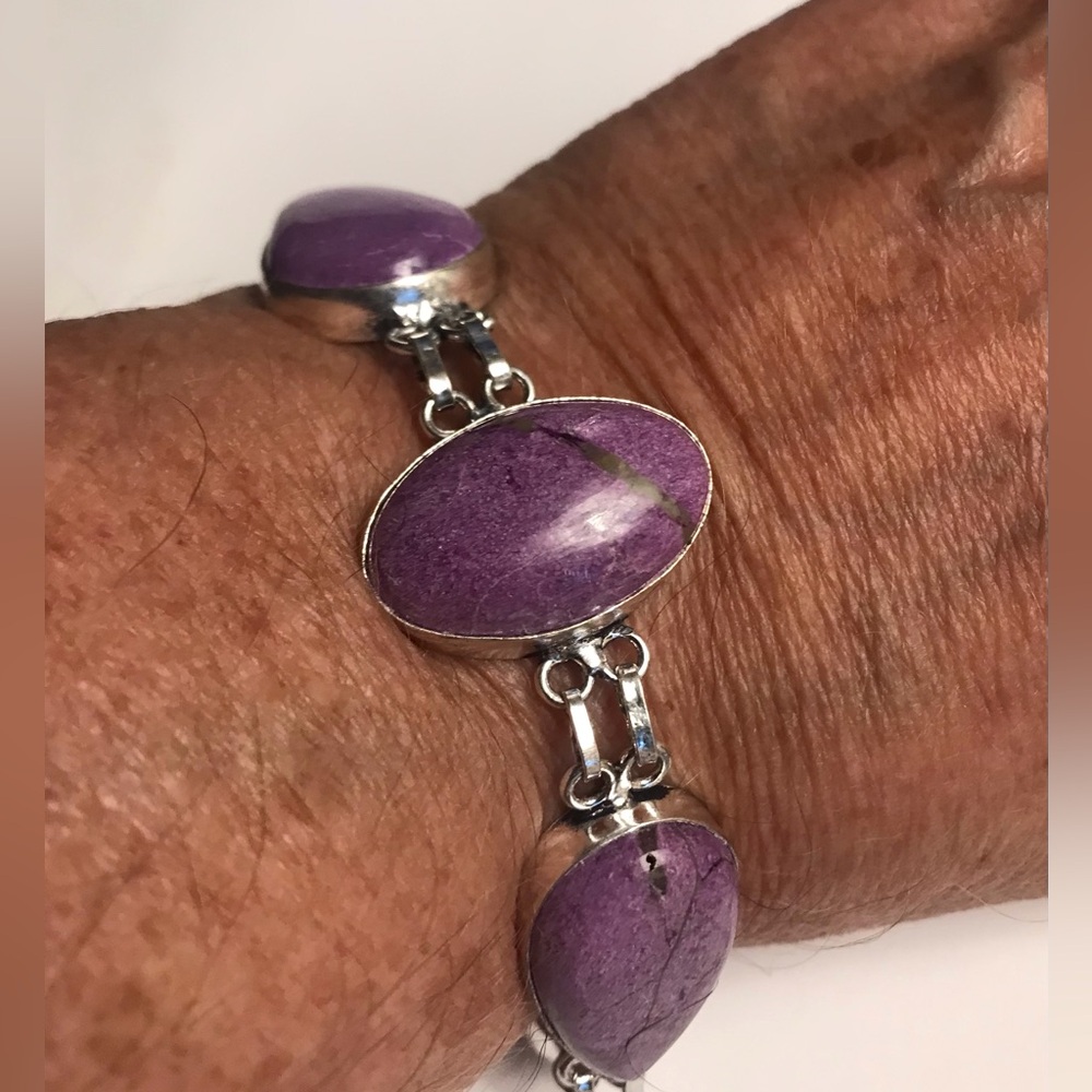 Purpurite Stamped 925 Sterling Silver Bracelet
